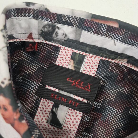 Audrey Hepburn Print Eight X Premium Slim Fit Button Down Shirt Mens Medium - Picture 6 of 8